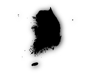 Image showing Map of South Korea with shadow