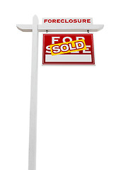 Image showing Right Facing Foreclosure Sold For Sale Real Estate Sign Isolated