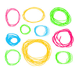 Image showing Hand drawn highlighter elements. Vector circles