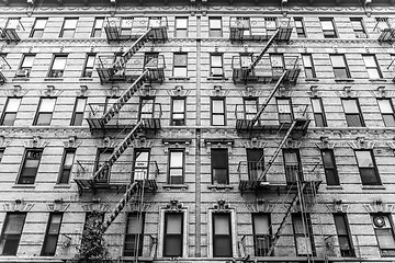 Image showing A fire escape of an apartment building in New York city