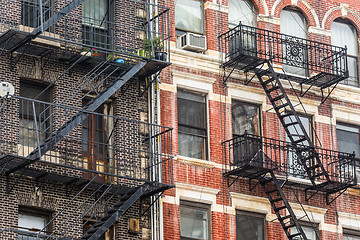 Image showing A fire escape of an apartment building in New York city