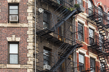 Image showing A fire escape of an apartment building in New York city