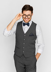 Image showing happy man in festive suit and eyeglasses