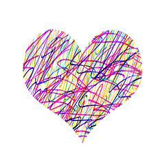 Image showing Abstract heart with bright colorful messy pattern 