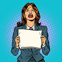 Image showing woman crying blank Board