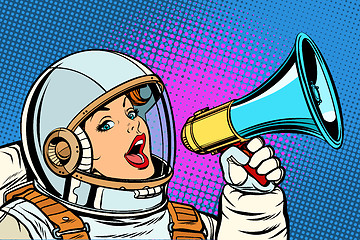 Image showing pop art background woman with megaphone
