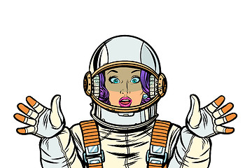 Image showing astronaut woman surprised pop art