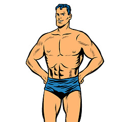 Image showing Man swimmer in swimming trunks. isolate on white background