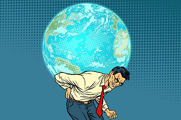 Image showing man carrying planet Earth