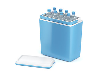 Image showing Cooling box with water bottles
