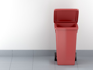 Image showing Red plastic waste container