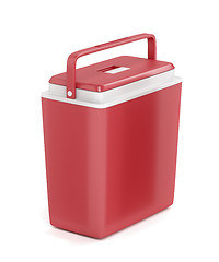 Image showing Red portable refrigerator