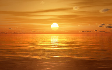 Image showing a beautiful golden sunset at the ocean