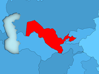 Image showing Uzbekistan on 3D map