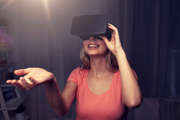 Image showing woman in virtual reality headset or 3d glasses