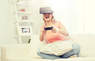 Image showing woman in virtual reality headset with controller