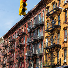 Image showing A fire escape of an apartment building in New York city