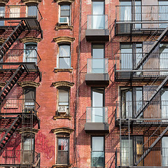 Image showing A fire escape of an apartment building in New York city