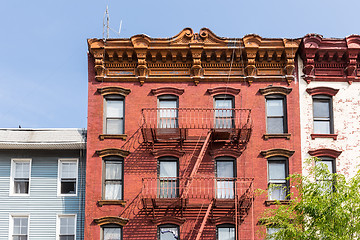 Image showing A fire escape of an apartment building in New York city