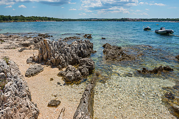 Image showing Pathway on the beautiful rocky beach in Istria