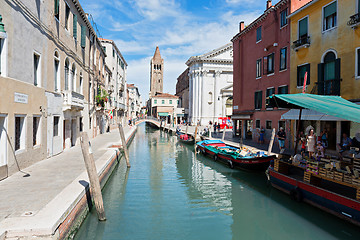 Image showing VENICE, ITALY - AUGUST 14, 2016: Typical canals with old houses