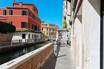 Image showing VENICE, ITALY - AUGUST 14, 2016: Typical canals with old houses