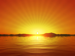 Image showing a beautiful golden sunset at the ocean