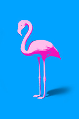 Image showing pink flamingo on turquoise background