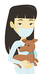 Image showing Veterinarian with dog in hands vector illustration