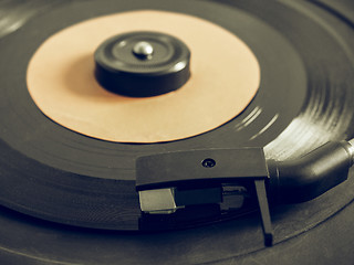 Image showing Vintage looking Vinyl record on turntable