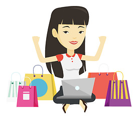 Image showing Woman shopping online vector illustration.