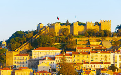 Image showing Lisbon Castle sunset view, Portugal