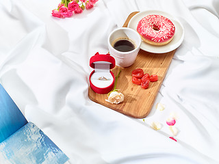 Image showing The Love letter concept on table with breakfast