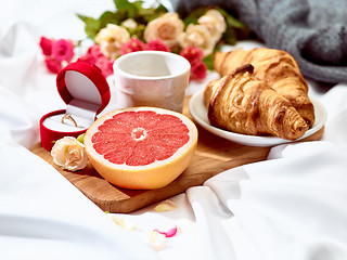 Image showing The Love letter concept on table with breakfast