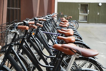 Image showing Bicycles in a row