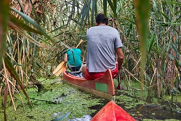 Image showing Canoe tour on a river