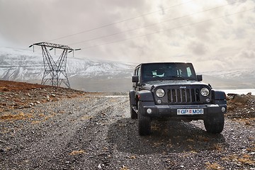 Image showing Jeep Wrangler on Icelandic terrain