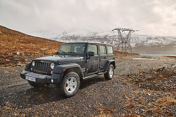 Image showing Jeep Wrangler on Icelandic terrain