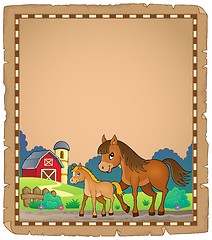 Image showing Horse with foal theme parchment 1