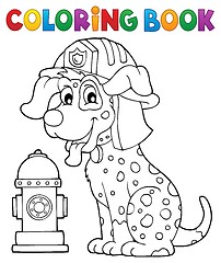 Image showing Coloring book firefighter dog theme 1