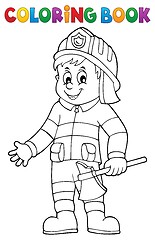 Image showing Coloring book firefighter man 1