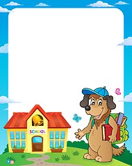Image showing School dog theme frame 1