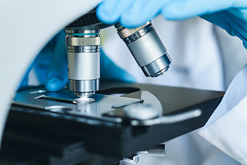 Image showing Microscope close-up shot in the laboratory