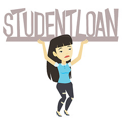 Image showing Young woman holding sign of student loan.