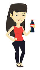 Image showing Young woman drinking soda vector illustration.