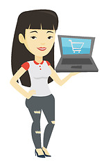 Image showing Woman shopping online vector illustration.