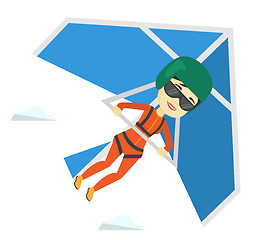 Image showing Woman flying on hang-glider vector illustration.