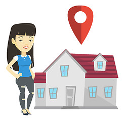 Image showing Realtor on background of house with map pointer.