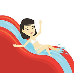 Image showing Woman riding down waterslide vector illustration.