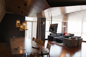 Image showing happy couple relaxes in the living room